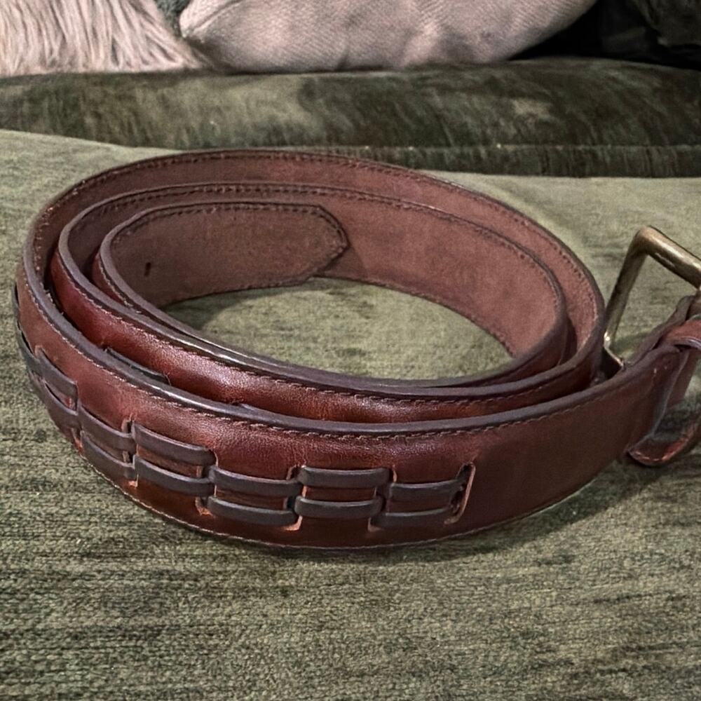 Men's Brown Leather Adjustable Belt brown and black size 42